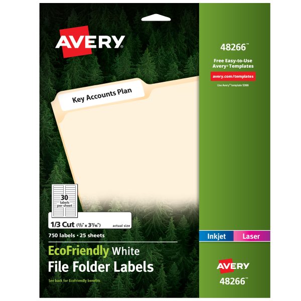 EcoFriendly File Folder Labels, 2/3" x 3-7/16"